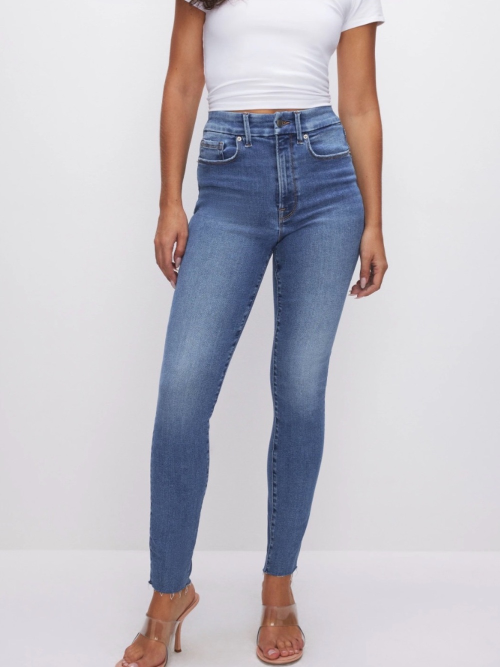 Good American Light Blue Good Legs Cropped Skinny Jeans 8